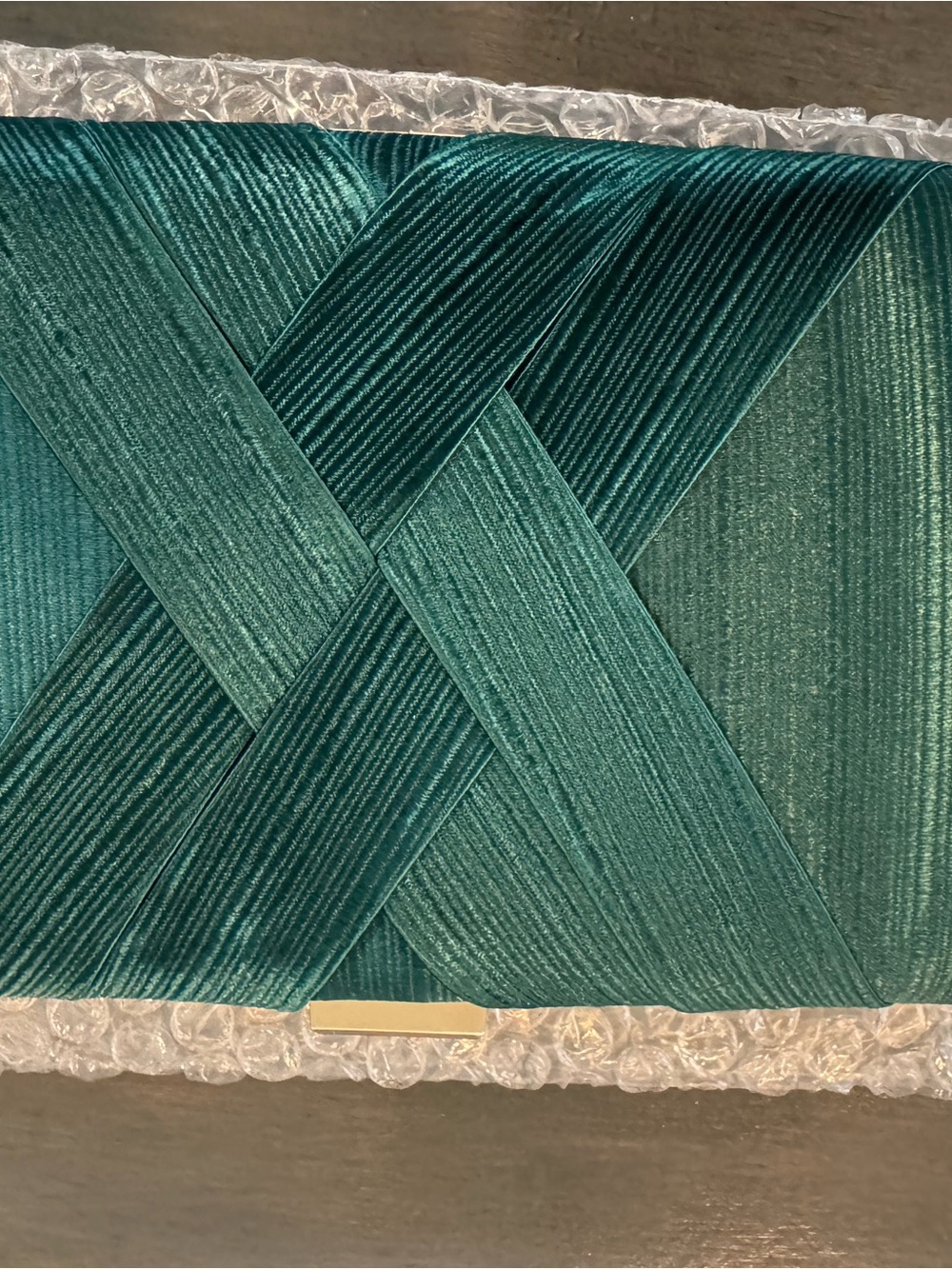 Lux Teal Velvet Braided Clutch - Abrand